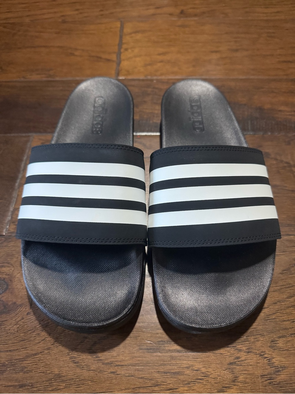 Adidas Adilette Comfort Slides Black/White Mens US 8